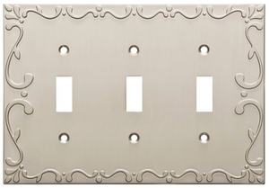 Franklin Brass W35078-SN Classic Lace Satin Nickel Triple Switch Wall Plate Cover Franklin Brass W35078-SN Classic Lace Satin Nickel Triple Switch Wall Plate Cover