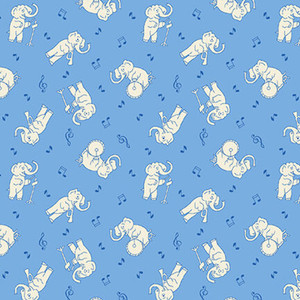 Henry Glass Nana Mae VI Musical Elephants Blue Cotton Fabric By The Yard Henry Glass Nana Mae VI Musical Elephants Blue Cotton Fabric By The Yard
