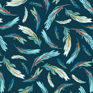 Studio E Zooming Chickens Tossed Feathers Teal Cotton Fabric by The Yard Studio E Zooming Chickens Tossed Feathers Teal Cotton Fabric by The Yard