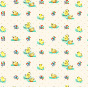Henry Glass Bunny Tails Chick & Egg Cream Cotton Fabric By The Panel Henry Glass Bunny Tails Chick & Egg Cream Cotton Fabric By The Panel
