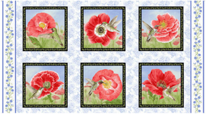 Henry Glass Poppy Meadows 24" Poppy Blocks Panel Cotton Fabric By Panel Henry Glass Poppy Meadows 24" Poppy Blocks Panel Cotton Fabric By Panel