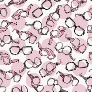 Studio E Dressed & Obsessed Tossed Glasses Pink Cotton Fabric by The Yard Studio E Dressed & Obsessed Tossed Glasses Pink Cotton Fabric by The Yard