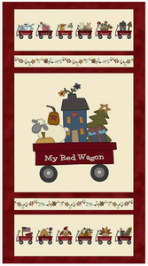 Henry Glass My Red Wagon 24" Border Panel Red Cotton Fabric By The Panel Henry Glass My Red Wagon 24" Border Panel Red Cotton Fabric By The Panel