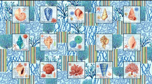 Studio E Deep Blue Sea Shell Blocks Lt Blue Panel Fabric By The Panel Studio E Deep Blue Sea Shell Blocks Lt Blue Panel Fabric By The Panel