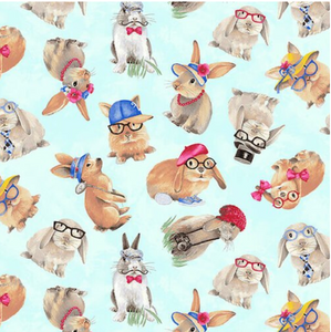 Henry Glass Trendy Meadows Tossed Bunnies Multi Cotton Fabric By The Yard Henry Glass Trendy Meadows Tossed Bunnies Multi Cotton Fabric By The Yard