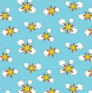 Henry Glass Alpha Babies Sun & Clouds Blue Cotton Fabric By The Yard Henry Glass Alpha Babies Sun & Clouds Blue Cotton Fabric By The Yard