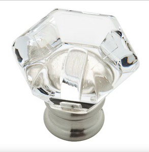 Brainerd P24045W-116 1 3/8" Clear Faceted Acrylic & Satin Nickel Cabinet Knob Brainerd P24045W-116 1 3/8" Clear Faceted Acrylic & Satin Nickel Cabinet Knob