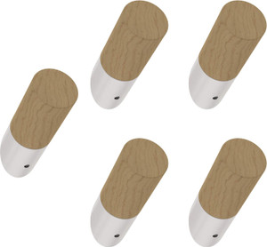 Liberty B41615-PUW Modern Slant 2 1/4" Single Prong Hook White & Matte Pine 5 Pack Liberty B41615-PUW Modern Slant 2 1/4" Single Prong Hook White & Matte Pine 5 Pack