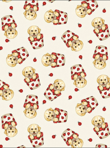 Studio E Trendy Pups Ladybugs & Pups Cream Cotton Fabric by The Yard Studio E Trendy Pups Ladybugs & Pups Cream Cotton Fabric by The Yard