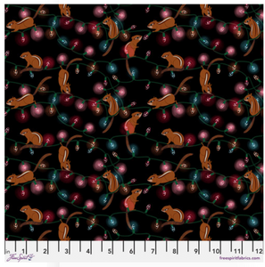 Free Spirit Katy Tanis Woodland Holiday Chipmunks & Light Black Fabric By The Yard Free Spirit Katy Tanis Woodland Holiday Chipmunks & Light Black Fabric By The Yard