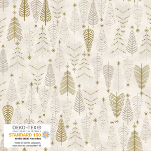 Stof European We Love Christmas Trees Cream & Gold Cotton Quilting Fabric By The Yard Stof European We Love Christmas Trees Cream & Gold Cotton Quilting Fabric By The Yard