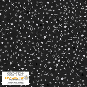 Stof European We Love Christmas Small Stars Black Silver Cotton Quilting Fabric By The Yard Stof European We Love Christmas Small Stars Black Silver Cotton Quilting Fabric By The Yard