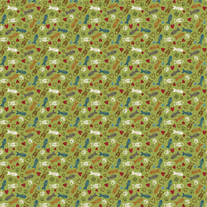 Henry Glass Hat On A Cat Fish & Bone Green Cotton Fabric By The Yard Henry Glass Hat On A Cat Fish & Bone Green Cotton Fabric By The Yard