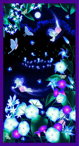 Henry Glass Magic Moon Garden Glow Panel Black Cotton Fabric By The Yard Henry Glass Magic Moon Garden Glow Panel Black Cotton Fabric By The Yard