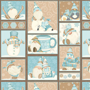 Henry Glass I Love Sn'Gnomies Gnome Patchwork Aqua Cotton Flannel Fabric By The Yard Henry Glass I Love Sn'Gnomies Gnome Patchwork Aqua Cotton Flannel Fabric By The Yard