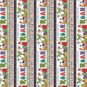 Henry Glass Born To Roar Border Stripe Lt Gray Cotton Fabric By The Yard Henry Glass Born To Roar Border Stripe Lt Gray Cotton Fabric By The Yard