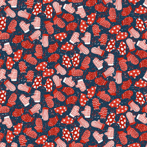 Henry Glass Bundle Up Mittens Navy Cotton Fabric By The Yard Henry Glass Bundle Up Mittens Navy Cotton Fabric By The Yard
