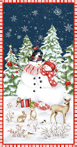 Henry Glass Bundle Up 24" Snowman Border Multi Cotton Fabric By The Panel Henry Glass Bundle Up 24" Snowman Border Multi Cotton Fabric By The Panel