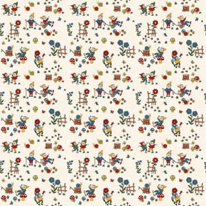 Henry Glass Gnome & Garden Gnome Cream Cotton Fabric By The Yard Henry Glass Gnome & Garden Gnome Cream Cotton Fabric By The Yard