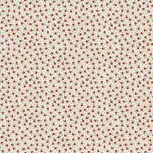 Henry Glass Gnome & Garden Spaced Ditzy Cream Red Cotton Fabric By The Yard Henry Glass Gnome & Garden Spaced Ditzy Cream Red Cotton Fabric By The Yard