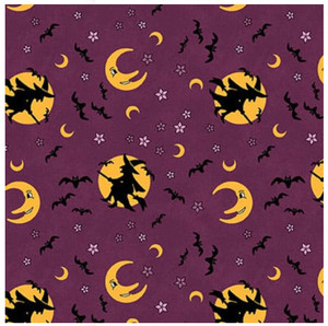 Henry Glass No Tricks, Just Treats Witches Purple Cotton Fabric By The Yard Henry Glass No Tricks, Just Treats Witches Purple Cotton Fabric By The Yard