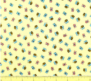 Henry Glass Hay Day Bees & Butterflies Butter Cotton Fabric By The Yard Henry Glass Hay Day Bees & Butterflies Butter Cotton Fabric By The Yard