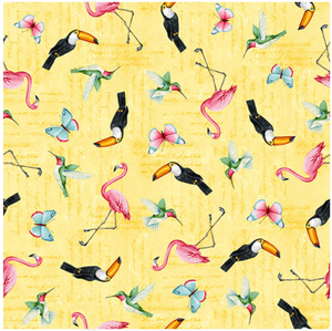 Blank Quilting Tropical Vibes Tropical Birds Yellow Cotton Fabric By The Yard Blank Quilting Tropical Vibes Tropical Birds Yellow Cotton Fabric By The Yard