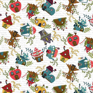 Henry Glass Gnome For the Holiday Allover Houses White Cotton Fabric By The Yard Henry Glass Gnome For the Holiday Allover Houses White Cotton Fabric By The Yard
