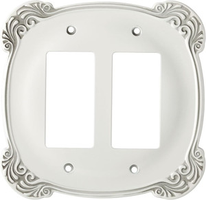 Liberrty Arboresque Antique White Double GFCI Decora Cover Plate Liberrty Arboresque Antique White Double GFCI Decora Cover Plate