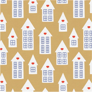 Paintbrush Studios Scandanavian Christmas Houses Gold Cotton Fabric By The Yard Paintbrush Studios Scandanavian Christmas Houses Gold Cotton Fabric By The Yard