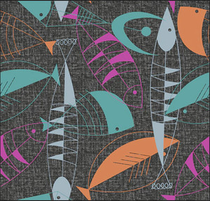 Paintbrush Studios Fish Hope Charcoal Cotton Fabric By The Yard Paintbrush Studios Fish Hope Charcoal Cotton Fabric By The Yard