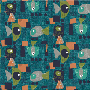 Paintbrush Studios Fish Hope Funky Fish Teal Cotton Fabric By The Yard Paintbrush Studios Fish Hope Funky Fish Teal Cotton Fabric By The Yard