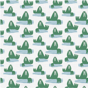 Paintbrush Studios Animal Kingdom Walrus Green Cotton Fabric By The Yard Paintbrush Studios Animal Kingdom Walrus Green Cotton Fabric By The Yard