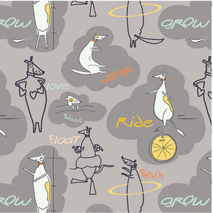 Paintbrush Studios Jump, Ride, Spin Dogs Play Grey Cotton Fabric By The Yard Paintbrush Studios Jump, Ride, Spin Dogs Play Grey Cotton Fabric By The Yard