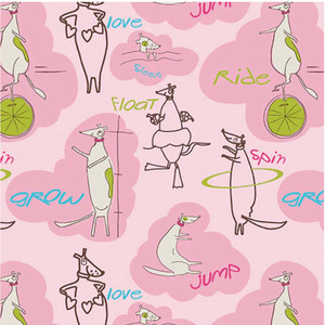 Paintbrush Studios Jump, Ride, Spin Dogs Play Pink Cotton Fabric By The Yard Paintbrush Studios Jump, Ride, Spin Dogs Play Pink Cotton Fabric By The Yard