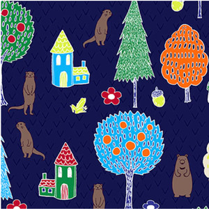 Paintbrush Studios Otter Romp Village Navy Cotton Fabric By The Yard Paintbrush Studios Otter Romp Village Navy Cotton Fabric By The Yard