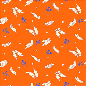 Paintbrush Studios Otter Romp Swimming Orange Cotton Fabric By The Yard Paintbrush Studios Otter Romp Swimming Orange Cotton Fabric By The Yard