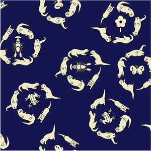 Paintbrush Studios Otter Romp In Circles Navy Cotton Fabric By The Yard Paintbrush Studios Otter Romp In Circles Navy Cotton Fabric By The Yard