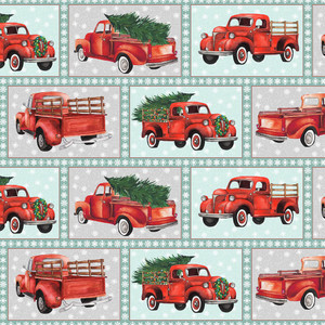 Blank Quilting Wintry Mix Red Truck Blocks Mint Cotton Fabric By The Yard Blank Quilting Wintry Mix Red Truck Blocks Mint Cotton Fabric By The Yard
