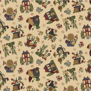 Henry Glass House On Summer Hill Novelty Toss Cream Cotton Fabric By The Yard Henry Glass House On Summer Hill Novelty Toss Cream Cotton Fabric By The Yard