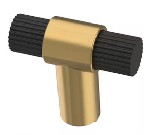 Liberty P48654C-370 1 1/4" Fluted Cabinet T-Knob Modern Gold/ Matte Black Liberty P48654C-370 1 1/4" Fluted Cabinet T-Knob Modern Gold/ Matte Black