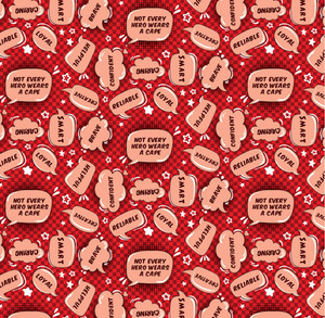 Henry Glass Gnome Town Hero Speech Bubble Red Cotton Fabric By The Yard Henry Glass Gnome Town Hero Speech Bubble Red Cotton Fabric By The Yard