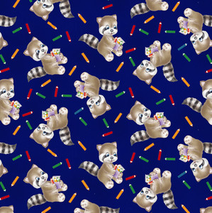 Studio E Painting The World Baby Racoons w/ Crayons Navy Cotton Fabric By Yard Studio E Painting The World Baby Racoons w/ Crayons Navy Cotton Fabric By Yard