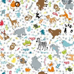 Blank Quilting A To Zoo Tossed Animals White Cotton Fabric By The Yard Blank Quilting A To Zoo Tossed Animals White Cotton Fabric By The Yard