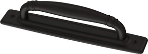 Liberty P28197K-FB 4" Ironcraft Pull w/ Backplate Cabinet Pull Matte Black Liberty P28197K-FB 4" Ironcraft Pull w/ Backplate Cabinet Pull Matte Black