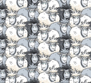 StudioE Farmyard Tails Packed Sheep Gray Cotton Fabric By The Yard StudioE Farmyard Tails Packed Sheep Gray Cotton Fabric By The Yard