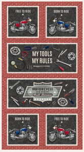 Henry Glass My Tools My Rules Wheels 24" Panel Cotton Fabric By The Panel Henry Glass My Tools My Rules Wheels 24" Panel Cotton Fabric By The Panel