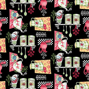 Studio E Let's Bake Small Set Pattern Black Cotton Fabric by The Yard Studio E Let's Bake Small Set Pattern Black Cotton Fabric by The Yard