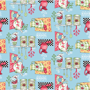 Studio E Let's Bake Small Set Pattern Blue Cotton Fabric by The Yard Studio E Let's Bake Small Set Pattern Blue Cotton Fabric by The Yard