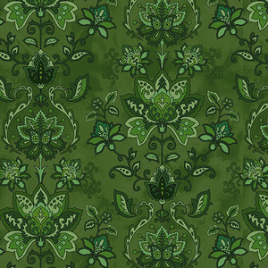 Henry Glass Jacobean Joyeux Damask Green Cotton Fabric By The Yard Henry Glass Jacobean Joyeux Damask Green Cotton Fabric By The Yard